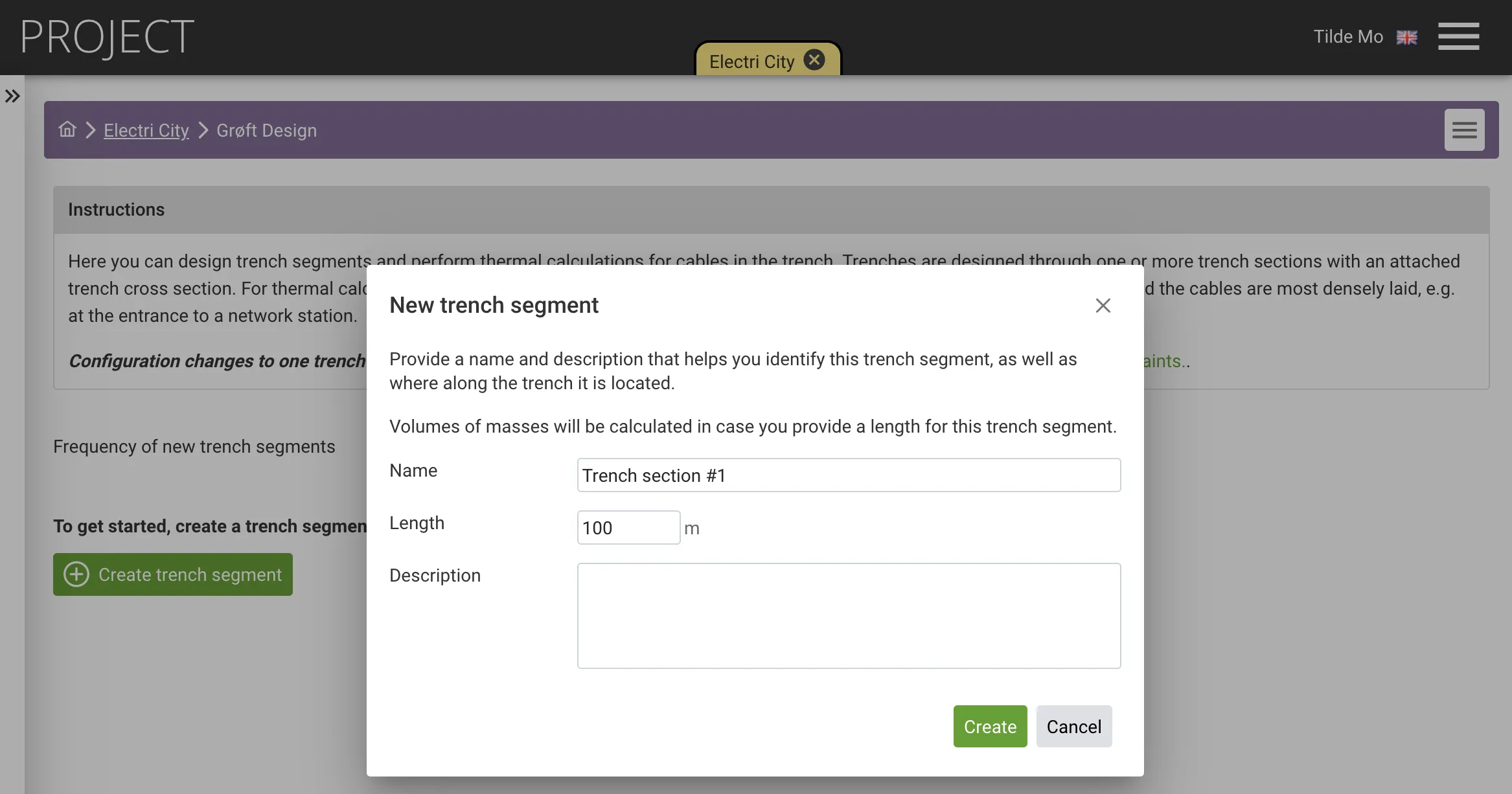 create trench segment